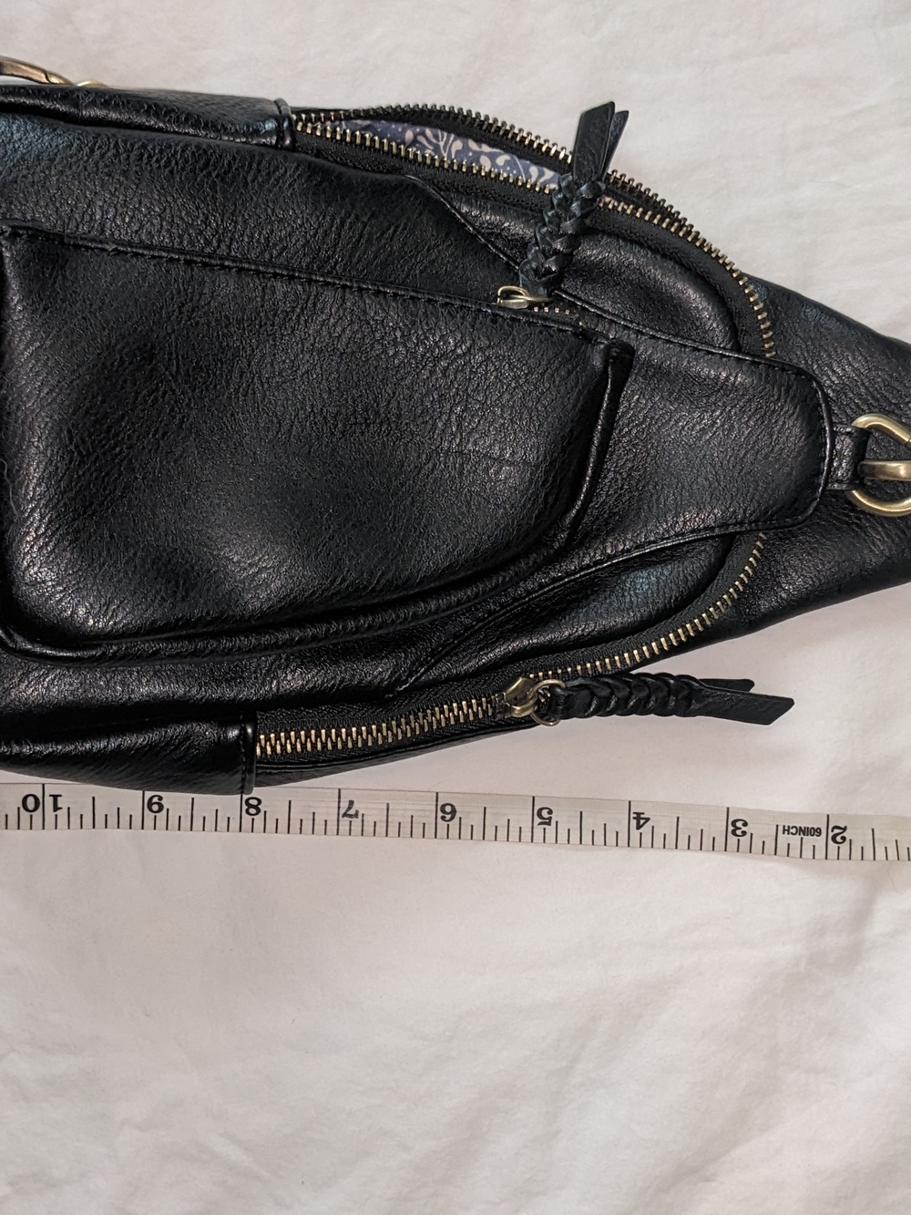 Black Faux Leather Crossbody Sling Bag - Picture 4 of 6